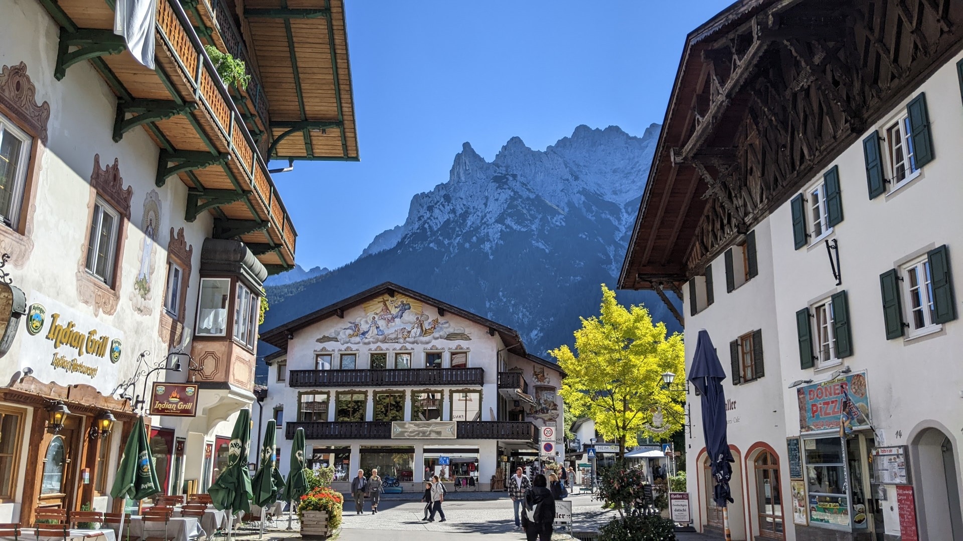 Aerial view of Mittenwald and Lautersee in the Karwendel range